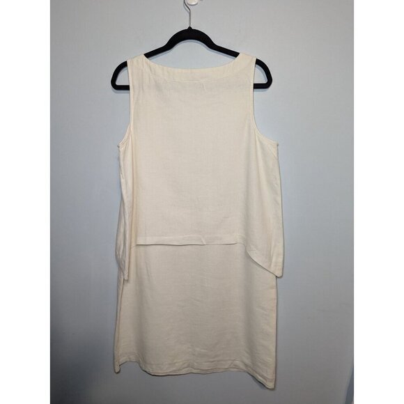 J. Jill Linen White Shift Dress Sleeveless Midi Size MED Layered Coastal Resort - Picture 2 of 8